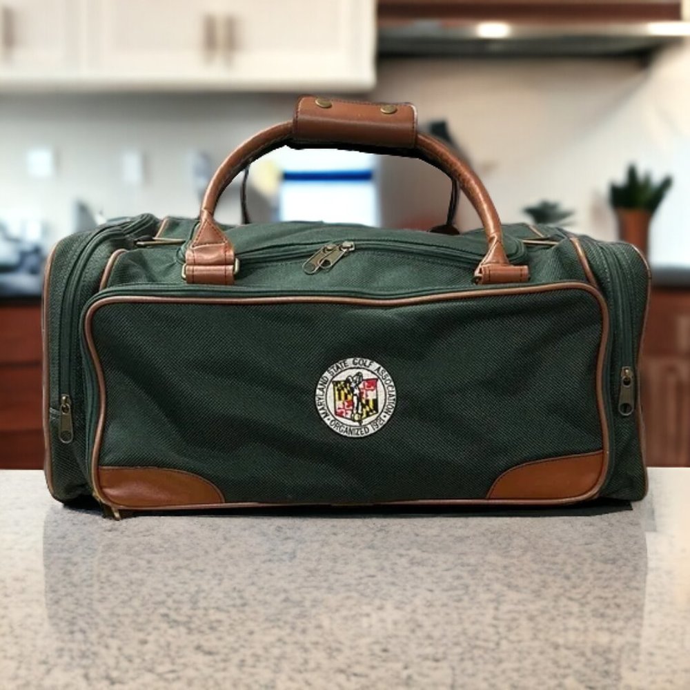 Rare Maryland State Golf Association Green Canvas Locker Room Duffle Bag Luggage